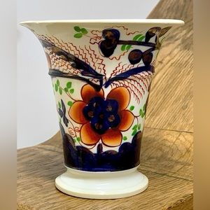 c. 1835 Antique Gaudy Welsh Pansy Pattern Hand Painted Lusterware Vase